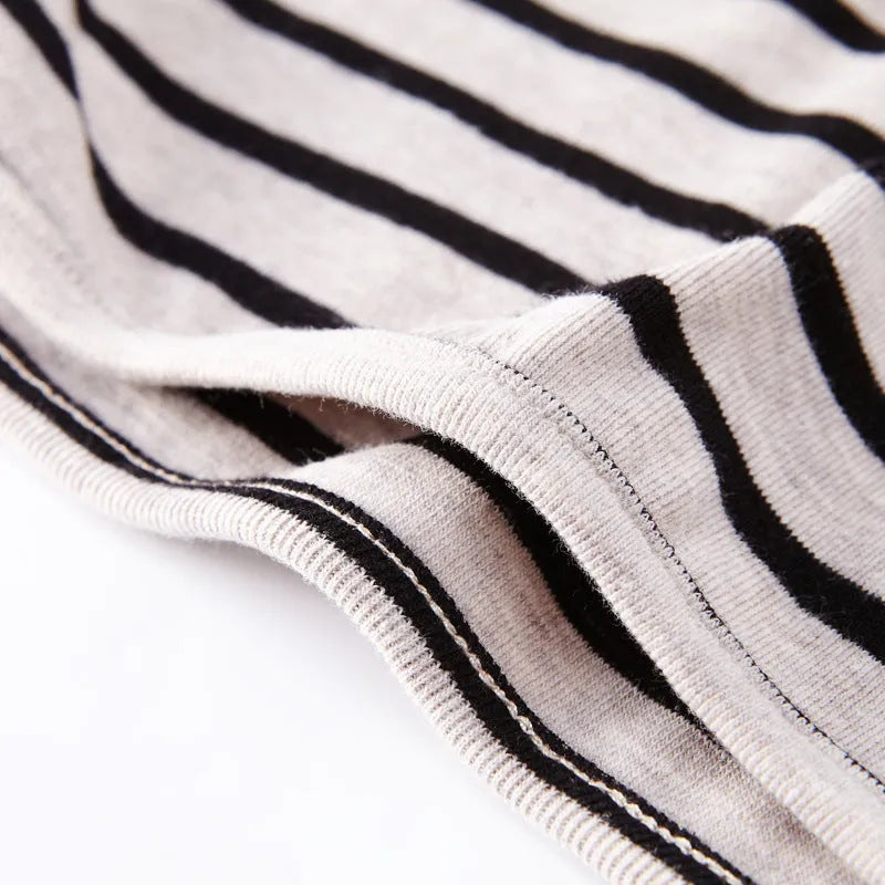 Striped cotton long sleeve t-shirt for baby girls in black or red colours with size options from 80 to 104