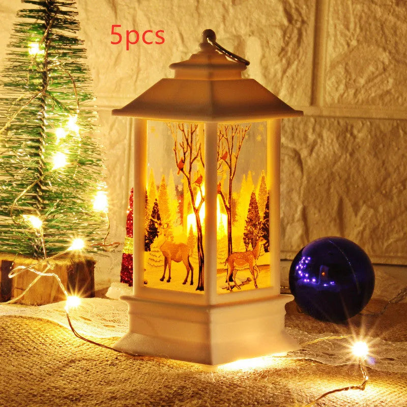3D Christmas theme chandelier LED plywood disc light 21 x 21.6cm warm white with Santa Claus and snowman design