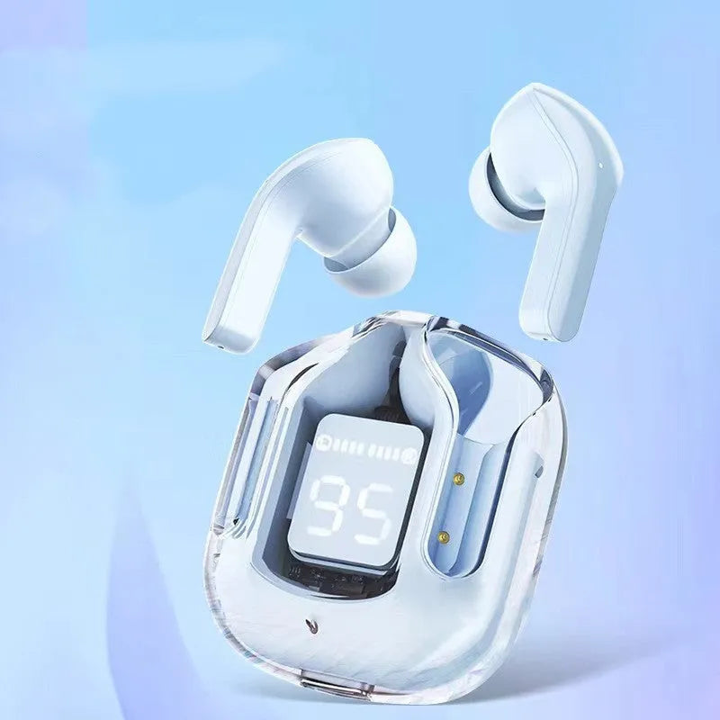 QX10 Bluetooth earphone with digital display, PC ABS material, in-ear design, black colour