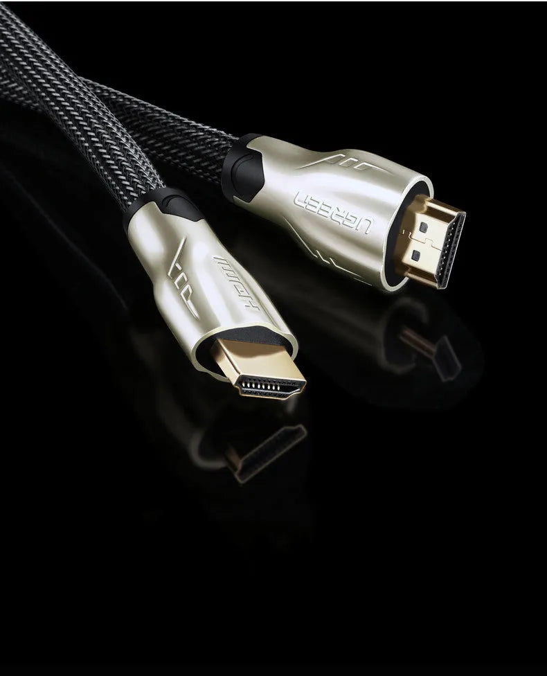 5-metre long black HDMI cable with gold-plated connectors on a white background.