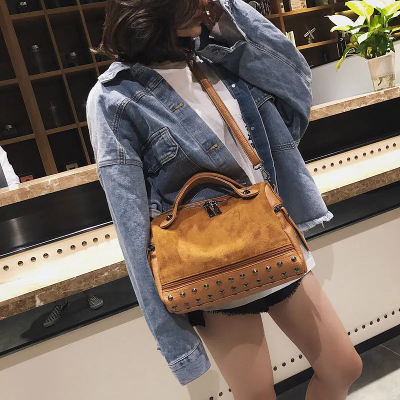 Soft PU large tote shoulder bag for women in black, brown, or grey colour.