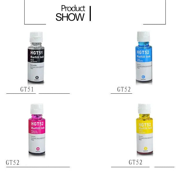 HP GT51 black and GT52 cyan magenta yellow ink cartridges set for OfficeJet Smart Tank printers with high page yields