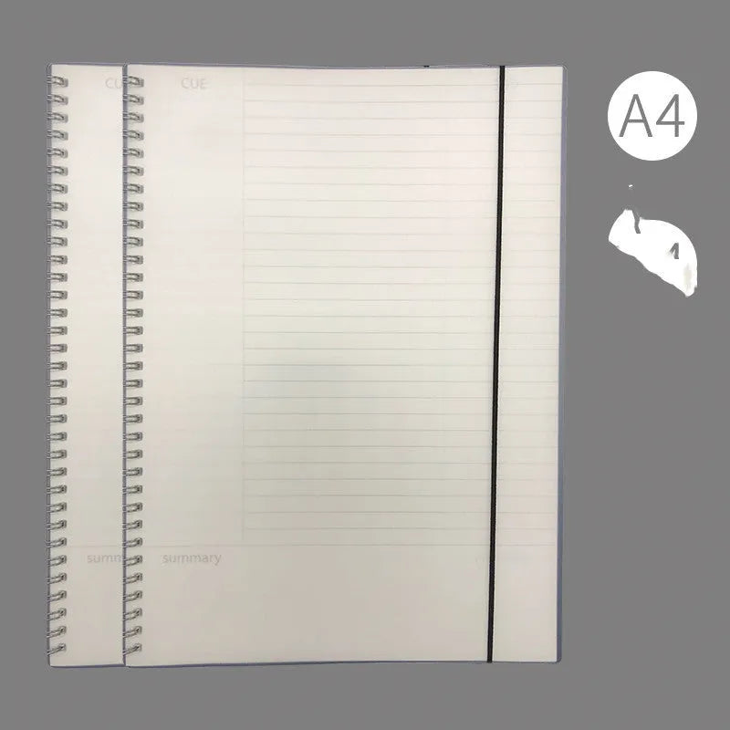 A4 hard cover notebook with PP material showing horizontal grid, horizontal line and lattice ruling options