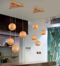 Nordic solid wood ball chandelier hanging lamp with adjustable cable