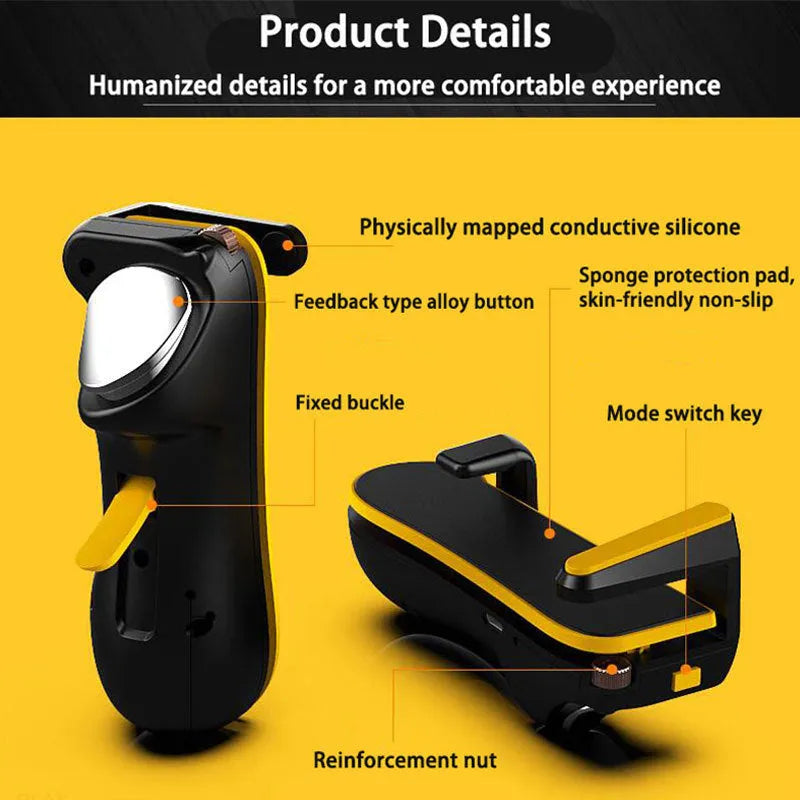 Mobile gamepad trigger set ABS plastic 13cm x 11cm x 6cm black with orange and yellow options