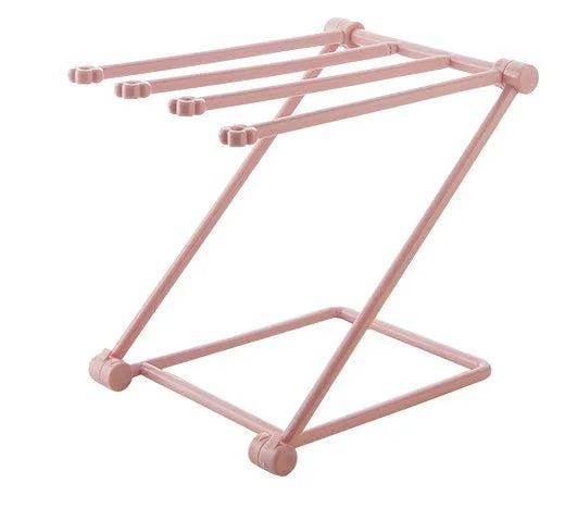 Foldable plastic kitchen dishcloth rack organiser in light blue colour