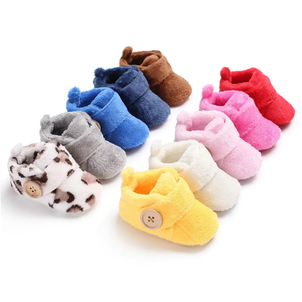 Velcro baby shoes soft soled walking shoes with fleece upper in 11cm 12cm 13cm and ten colours