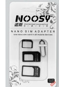 Three-piece SIM card kit showing nano, micro, and standard sizes in black and white colours.