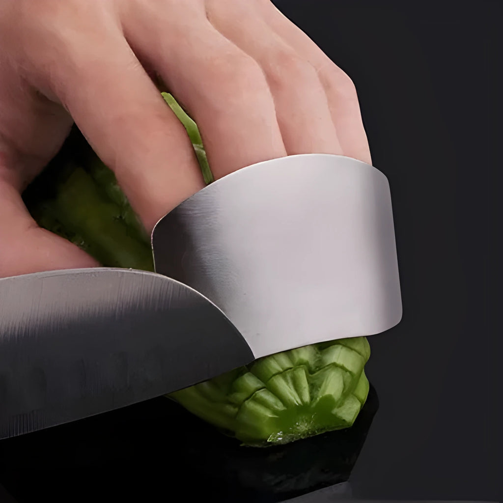 Stainless steel finger guard for vegetable chopping safety in single and double finger sizes