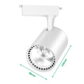 Black LED track spotlight with narrow beam angle for jewellery display lighting