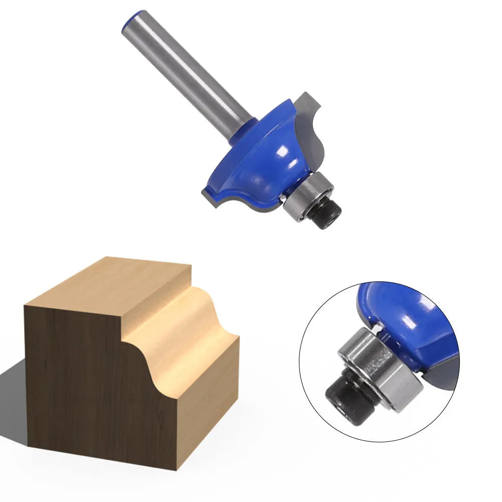 Blue wood cutter head with 1/4 handle, 6.35mm stem, 27mm cutting diameter, and 53mm total length