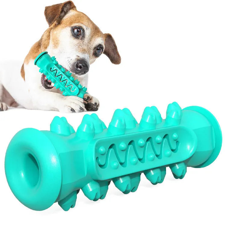 Blue pet chew-resistant teeth cleaning stick with variable-size molar bumps for dog dental care