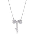 Sterling silver bow necklace with adjustable 40-45cm chain and O-ring design