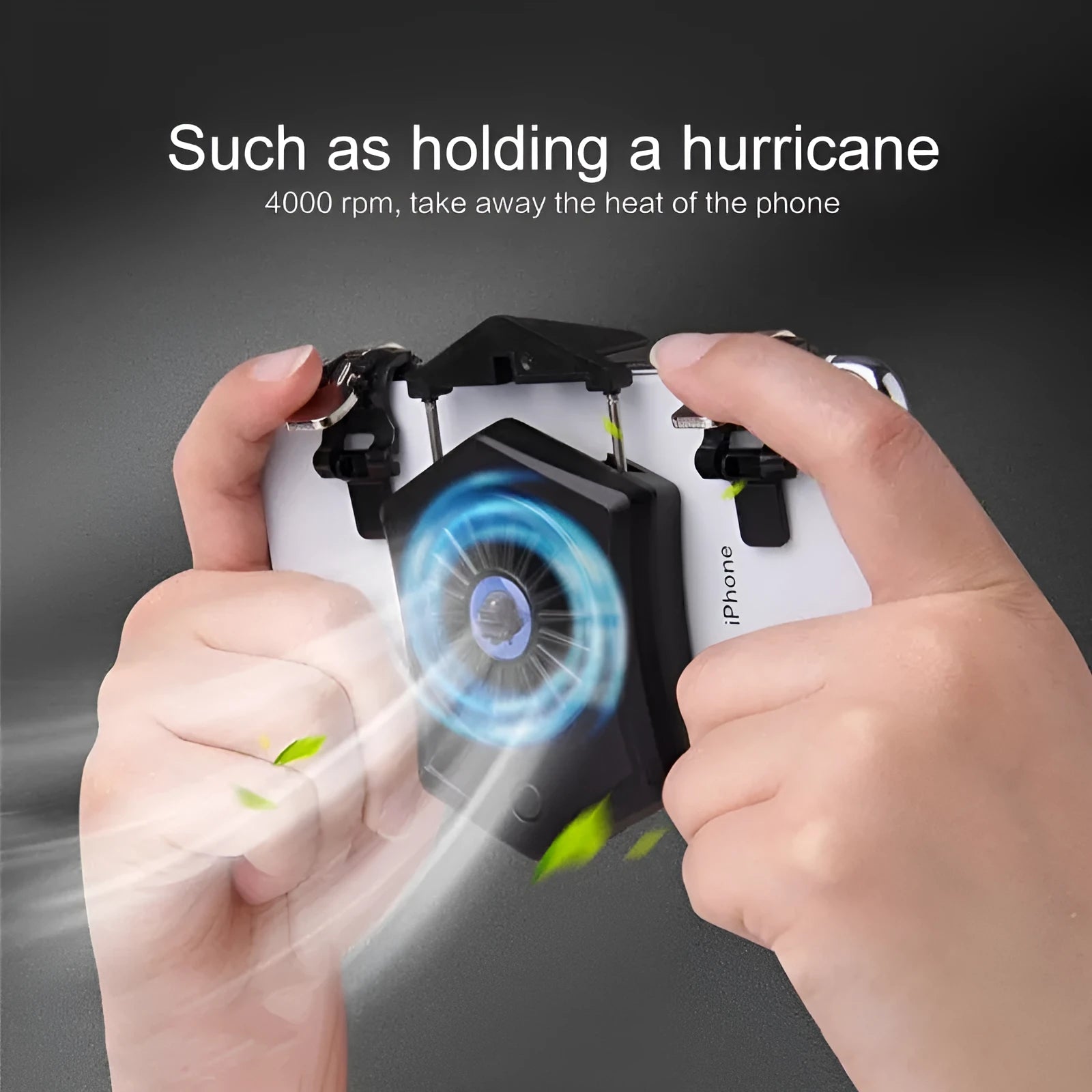 Black mobile phone cooling radiator with USB connector for smartphone temperature reduction