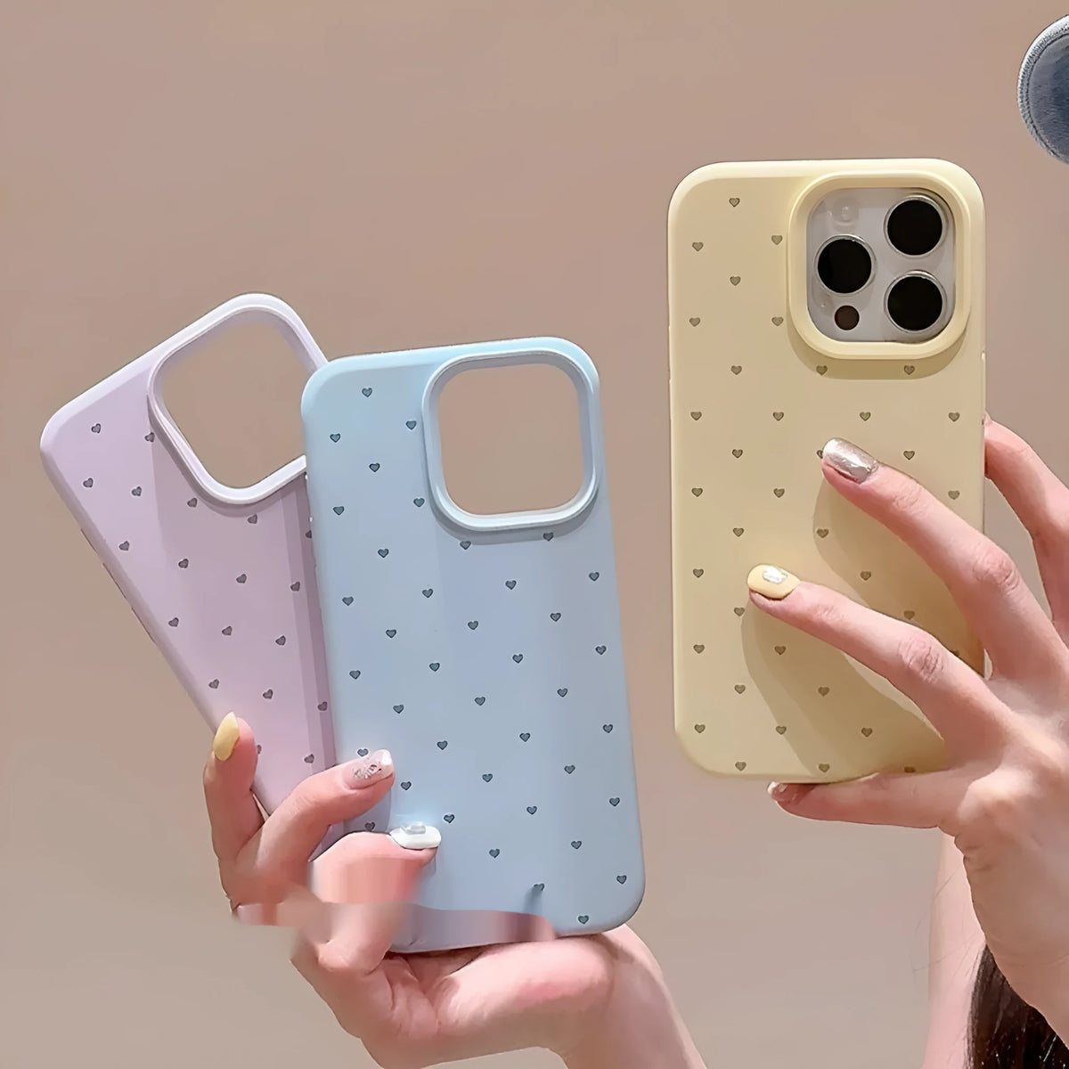 Love heart liquid silicone phone case in grass purple for iPhone, shockproof and fingerprint-proof
