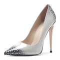 3D printed high heels in black grey with 12cm heel, microfiber upper, non-slip rubber sole