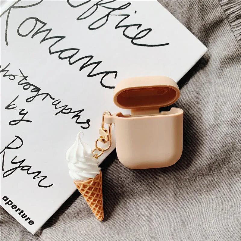 Translucent silicone protector case for Apple AirPods 2 in cylinder ice cream design