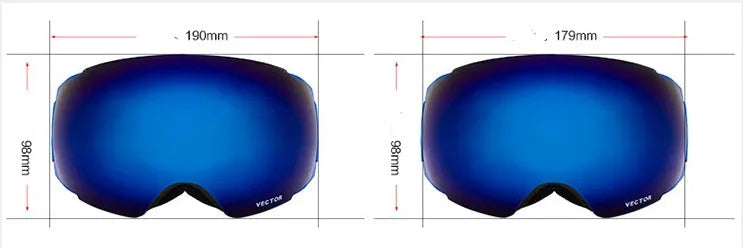 Compass ski glasses with double-layer anti-fog spherical lens and magnetic lens change system on blue background