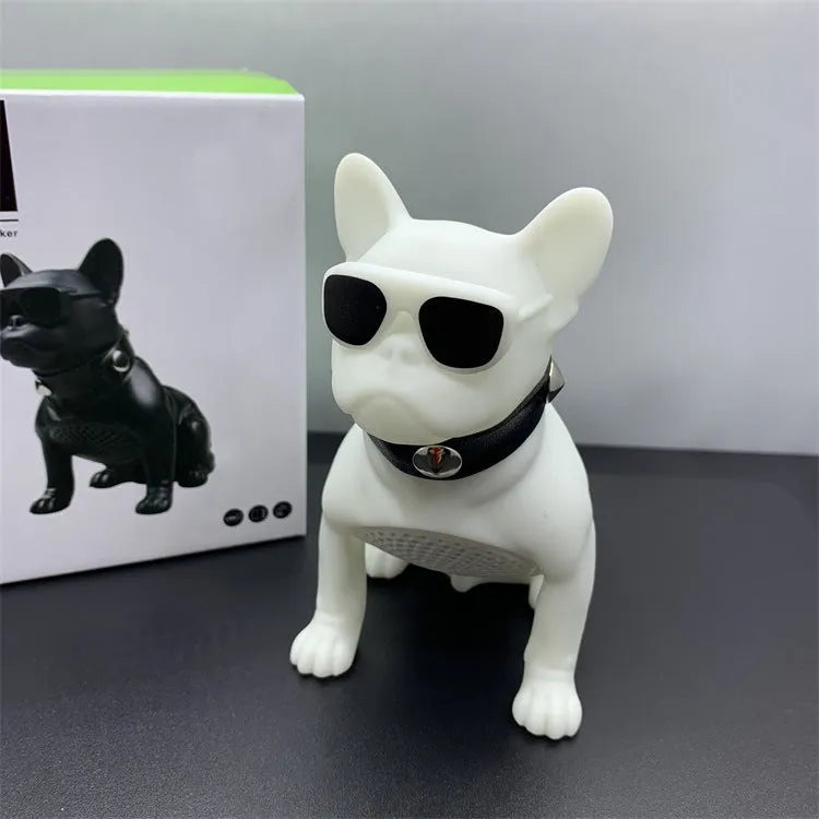 Miniature bulldog-shaped Bluetooth speaker in black colour showing compact portable design