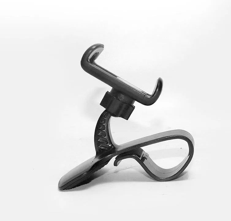 Rotating phone holder car pull clip direct view design ABS plastic black grey adjustable width