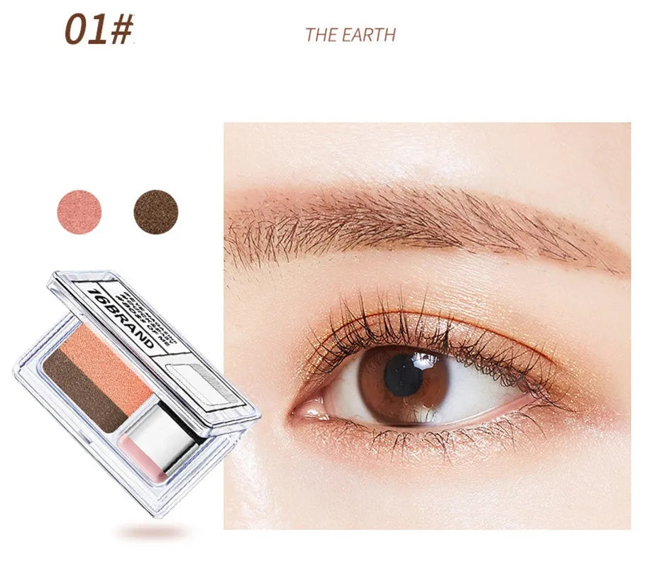 LAIKOU Double Color Eye Shadow Makeup Palette with two complementary shades, waterproof glitter finish, 3g compact