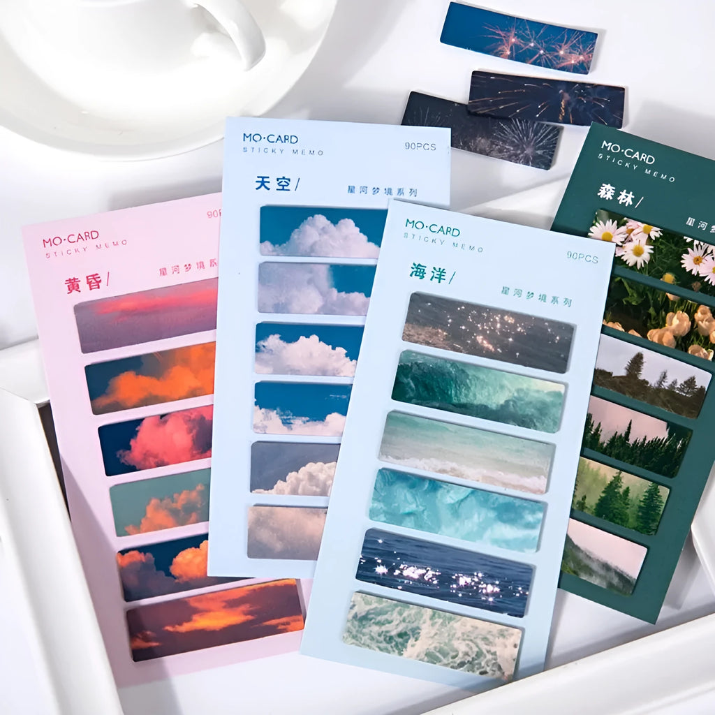 90 reusable night sky star index cards in celestial colours with writable PET plastic surface
