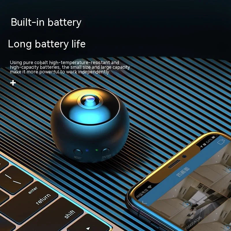 Wireless WIFI surveillance camera with ABS plastic housing showing lens and connectivity ports