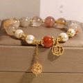 Natural colour hair crystal pearl bracelet for women with Japanese Korean style and Cai character design