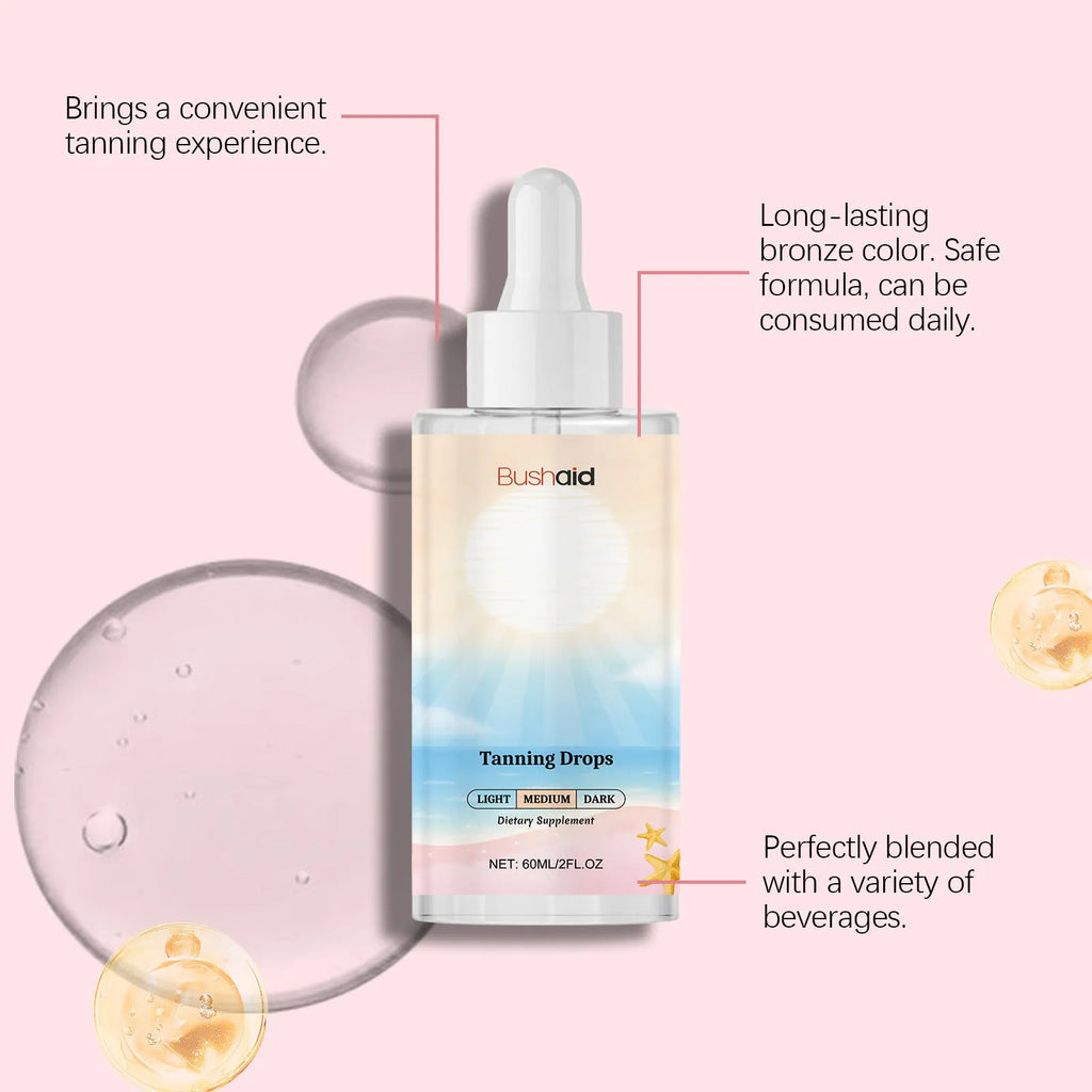 No Sunlight Tanning Drops Body Care Kit with 60ml tanning serum in glass bottle