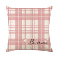 Square plaid fabric pillow cover with a printed red heart, shown in a 45cm size.