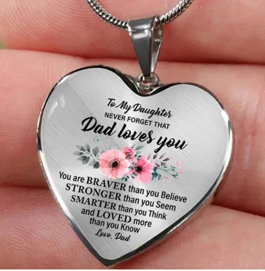 Mother and daughter necklace heart shape alloy pendant 3x3cm chain 42+6cm electroplated silver finish