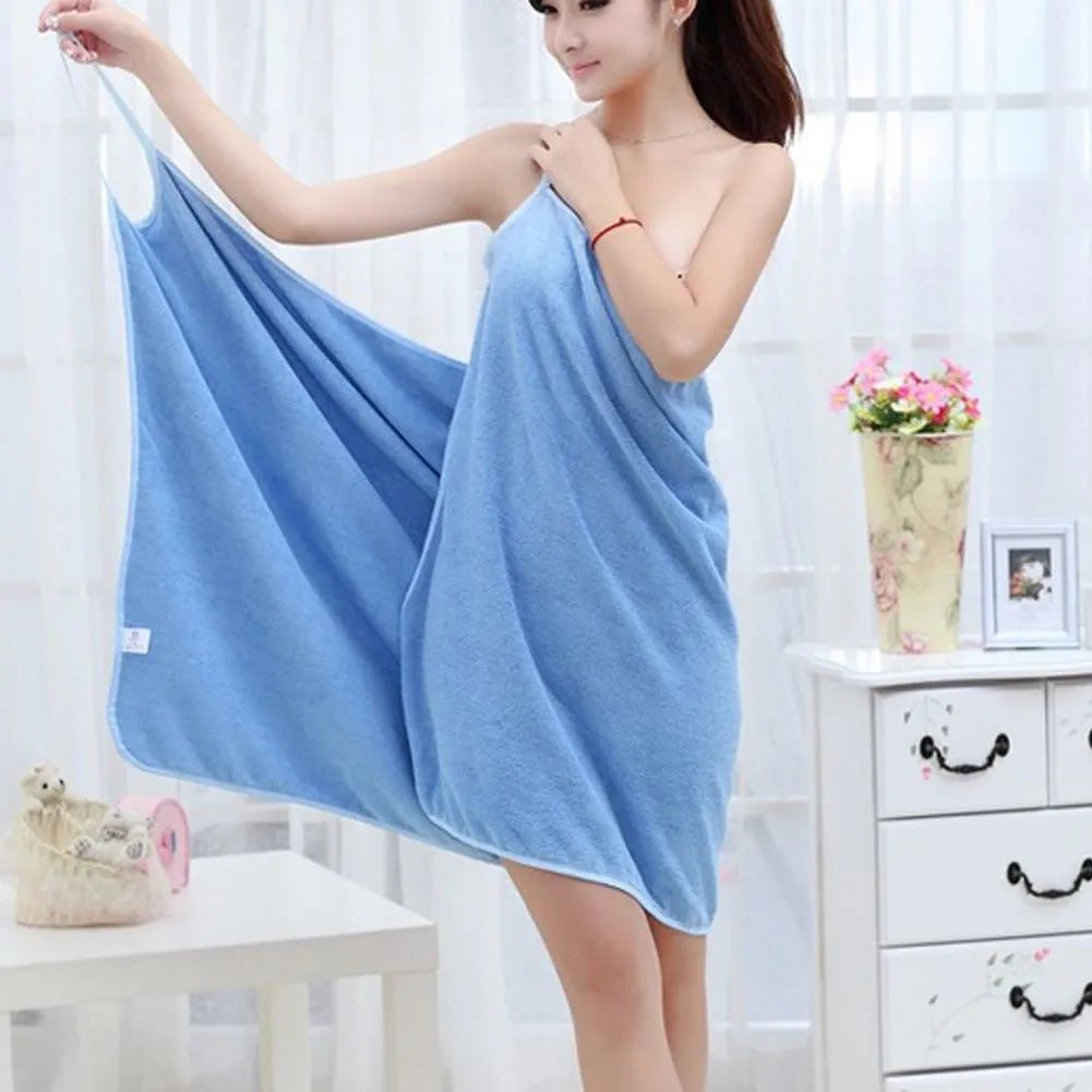 Microfiber and rayon beach towel dress shown in blue colour with S and L size options