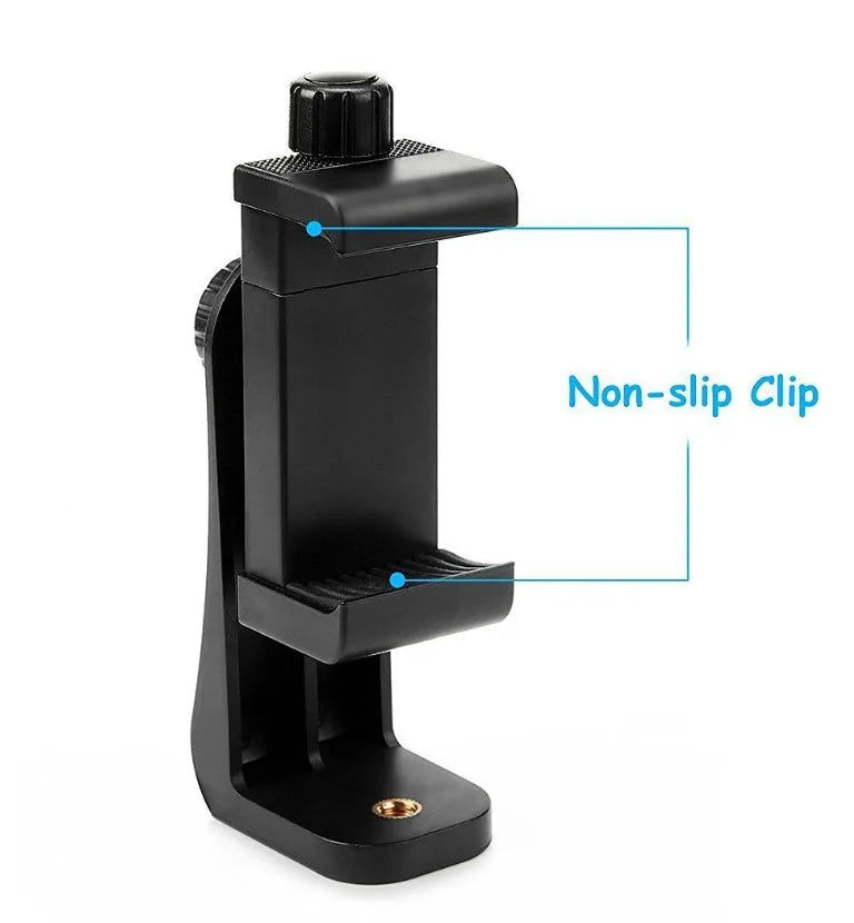 Black universal mount cell phone clipper holder with adjustable clip for 5.6-10.2cm devices