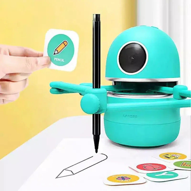 Painting robot for kindergarten children students with suction cup base and learning cards
