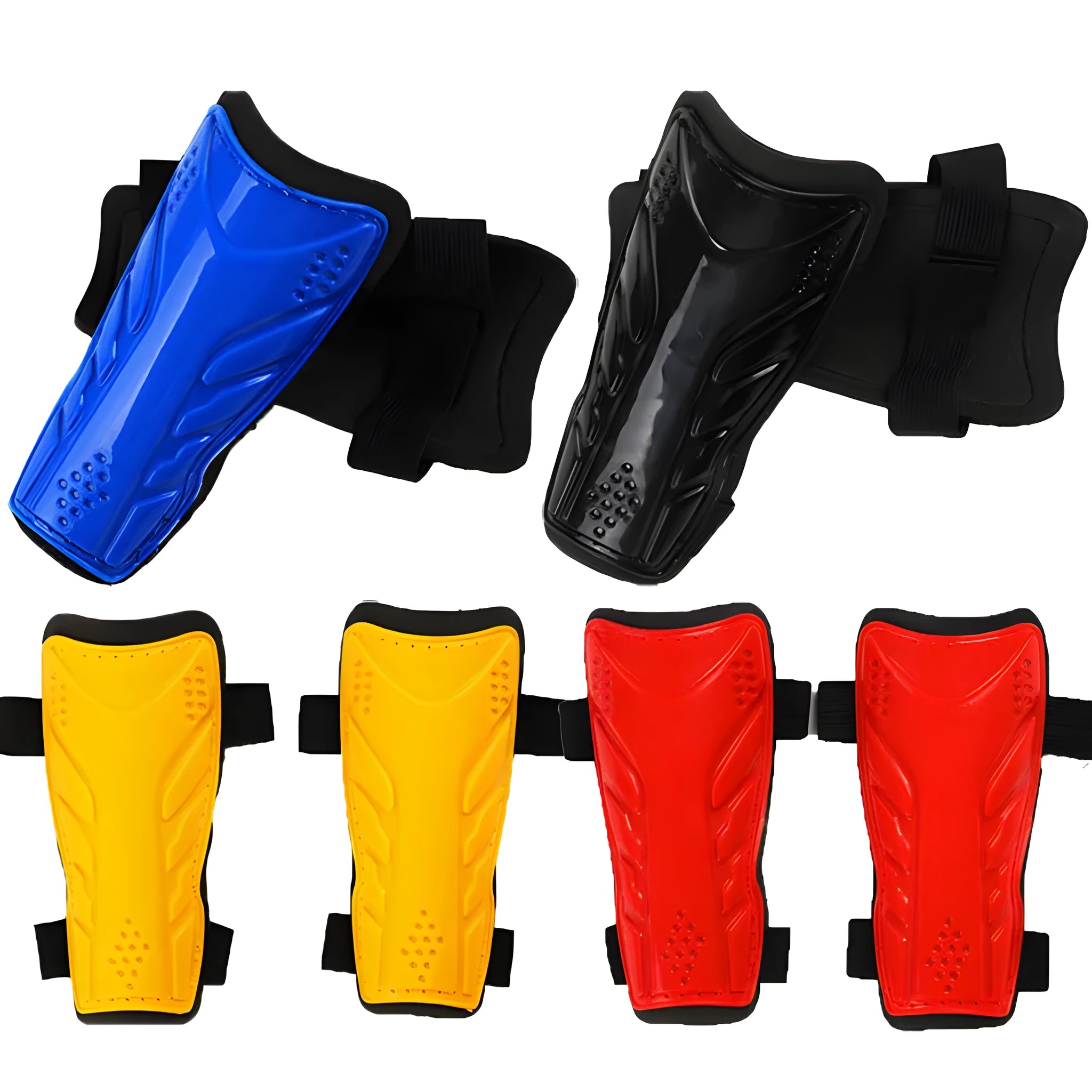 Football legging with single bandage leg guard in blue colour showing PP+EVA construction