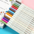 Boxed set of coloured metallic pens with plastic shells for office and stationery use.