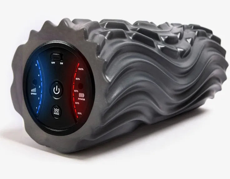 USB electric massage yoga massager in space grey with stovepipe column design and vibration buttons