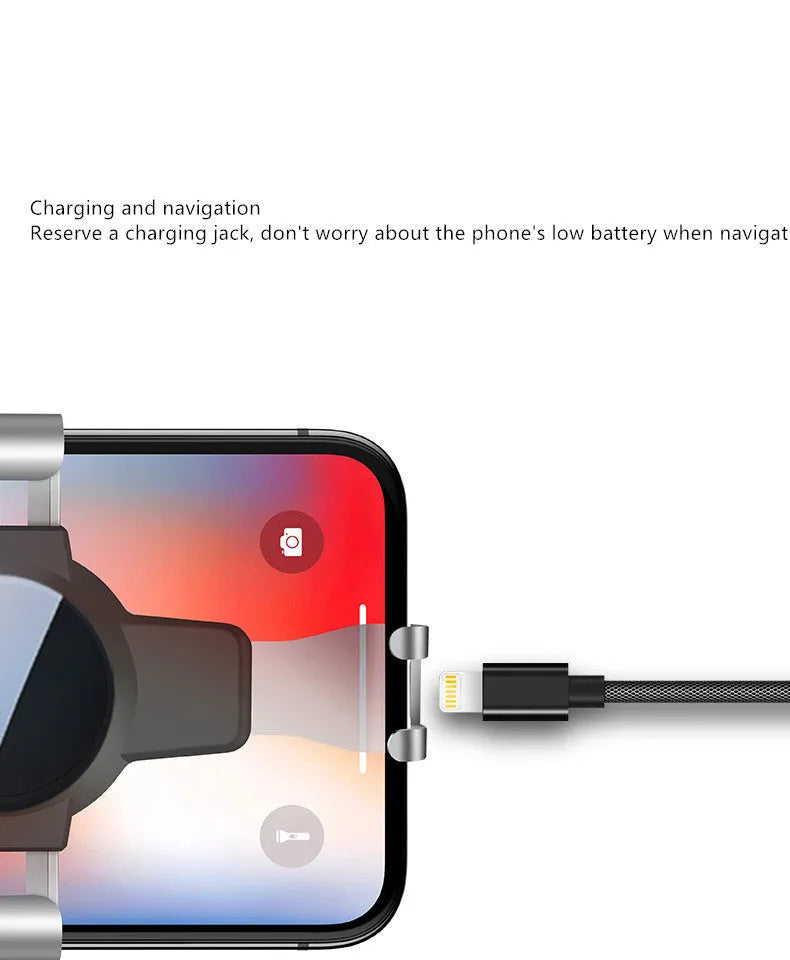 Black S4 gravity mirror ABS mobile phone bracket mounted on car air conditioning vent holding smartphone