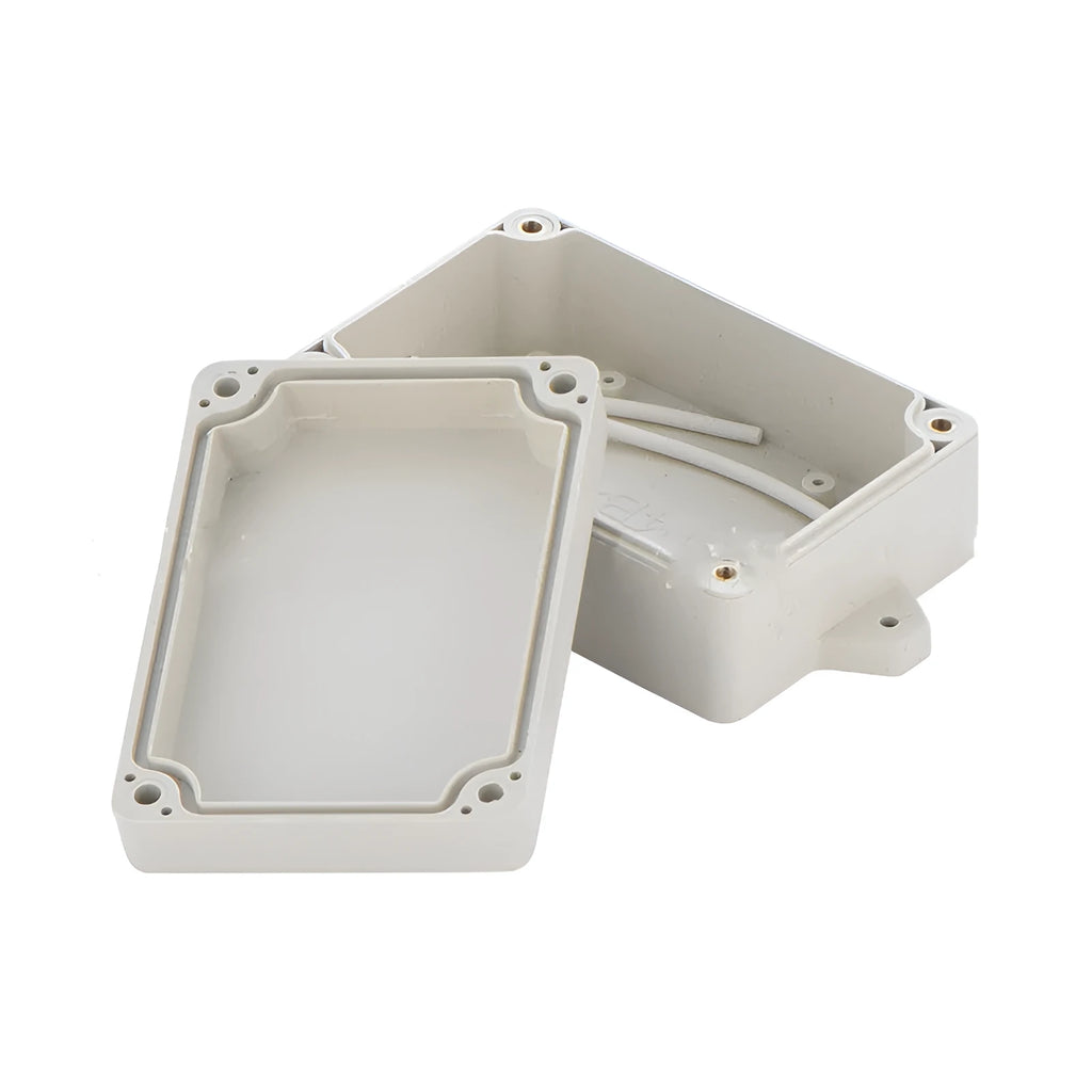 Black ABS plastic waterproof instrument box for electronic power supplies, model F4B-1.