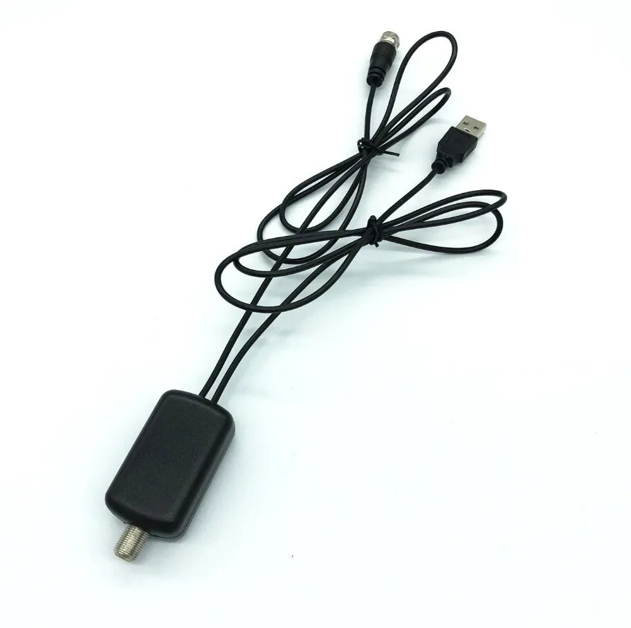 Low noise TV antenna amplifier signal booster adapter with DVB frequency range, 75 Ohm output impedance and 3-5V working voltage