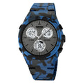 Casual unisex electronic watch with a TPU strap shown in Army Green camouflage colour.