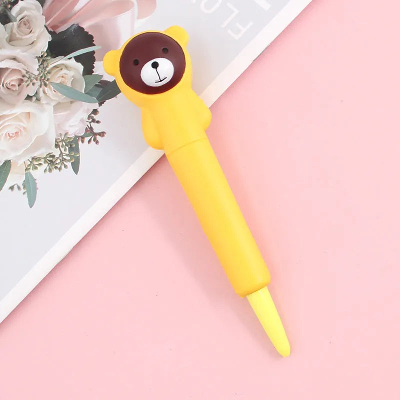 Soft silicone decompression gel pen with cartoon designs, 16.5cm long, compatible with iPhone