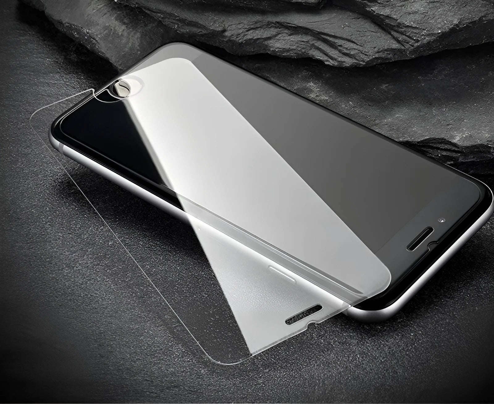 0.26mm thick tempered glass screen protector with 9H hardness for smartphones on a white background.