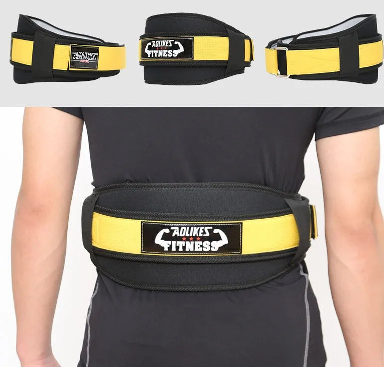 Nylon fitness weightlifting waistband with hook and loop closure in black colour