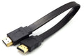 Flat black HDMI cable with male connectors showing length options for tidy AV setup
