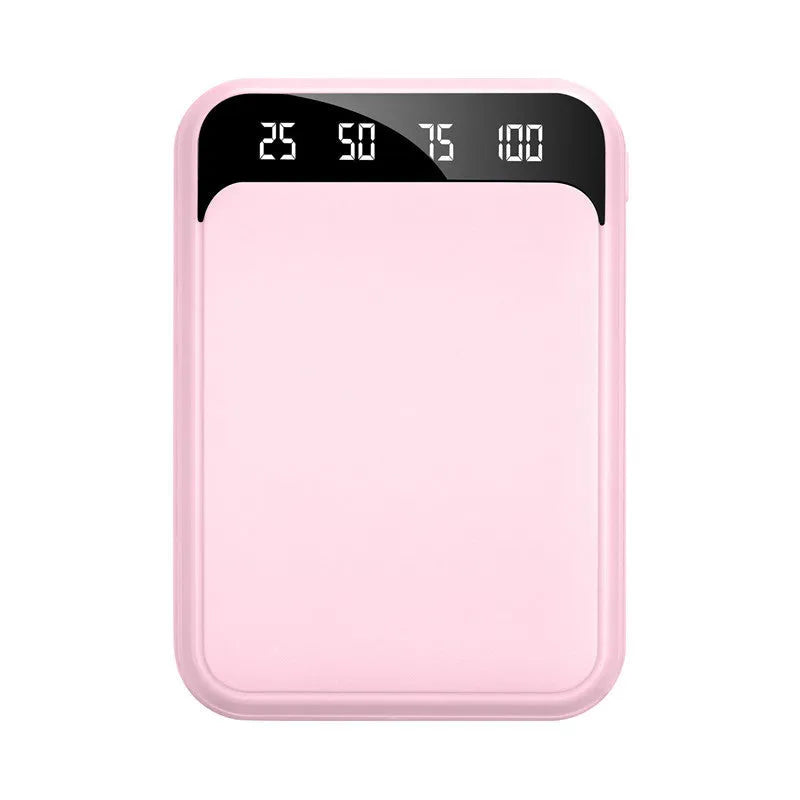 10000mAh mirror digital display power bank in black with LCD charging indicator