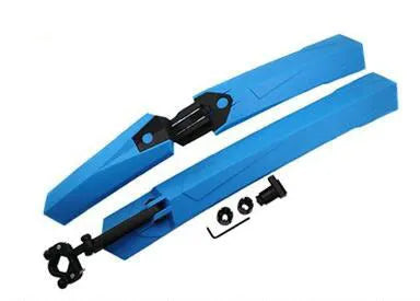 Colourful plastic mountain bike fenders with quick-release mounting for front and rear wheels
