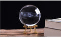Solar system crystal ball in K9 crystal, 60mm to 100mm, with optional Pluto and base styles