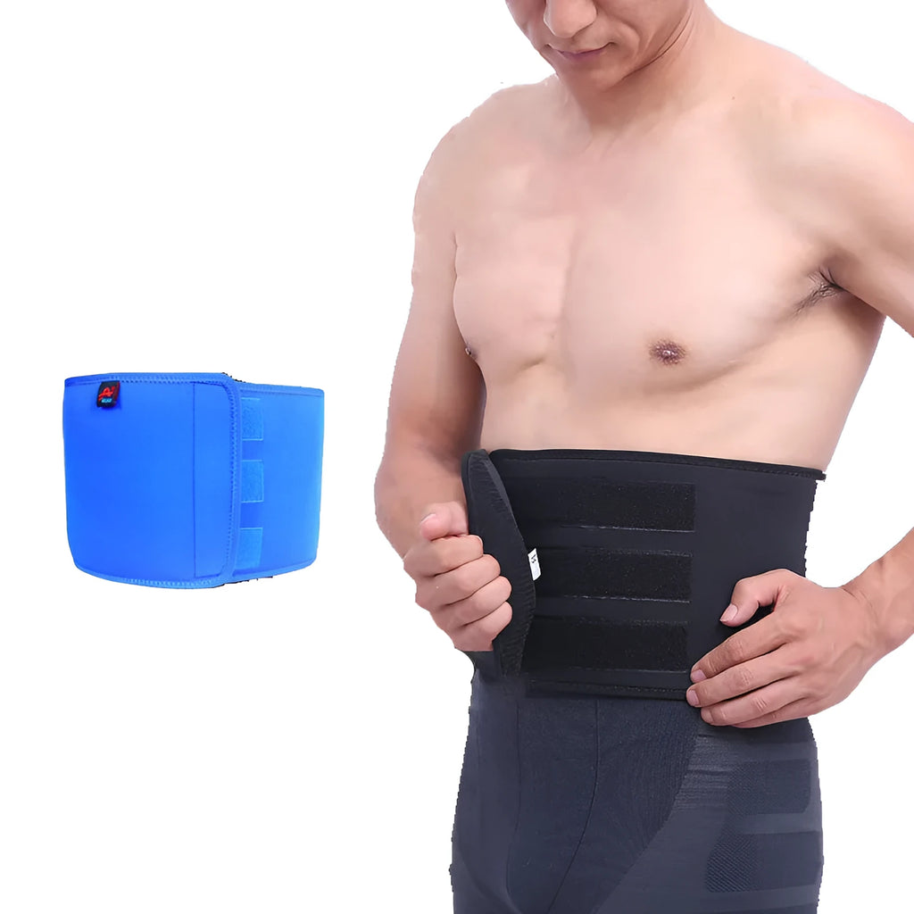 Neoprene breathable sports fitness belt with lumbar support, black colour, 19.5cm width