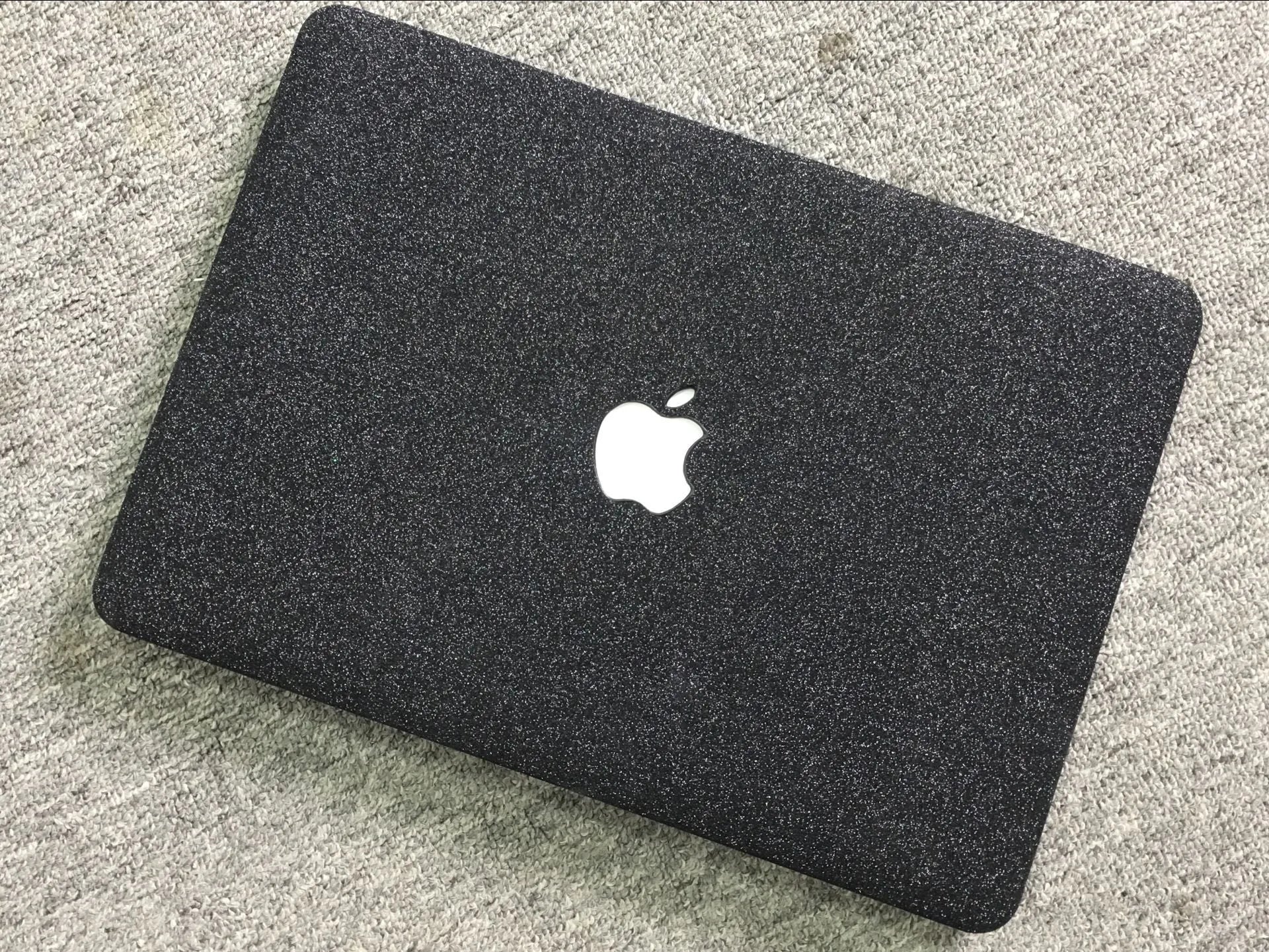 MacBook flash powder protective case with PC and imitation leather finish, Rose Gold colour, Plane style